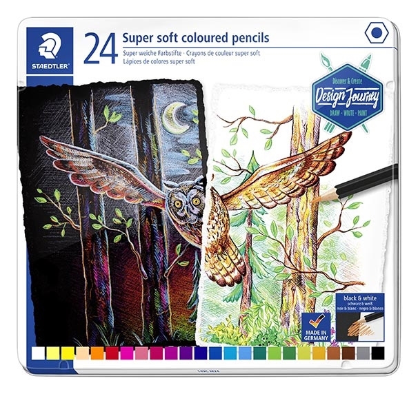 Staedtler Creioane Colorate Super soft în cutie metalică asortate (24)