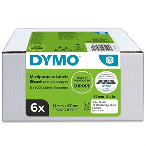 Dymo Etichetă Multi 32 x 57 mm remov alb mm, 6 x 1000 buc.