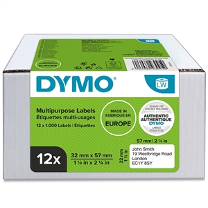 Etichetă Dymo Multi 32 x 57 mm, alb, 12 x 1000 buc. 