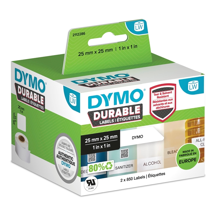 Dymo LabelWriter Etichete Durabile pătrate multifuncționale 25 mm x 25 mm buc.