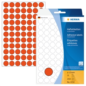 Etichete HERMA manuale ø13 mm roșii, 2464 buc.