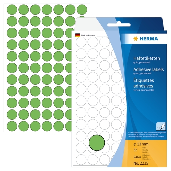 HERMA etichete manuale ø13 mm verzi, 2464 buc.