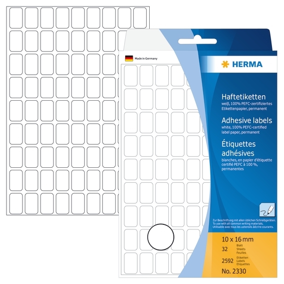 Etichete HERMA manuale 10 x 16 mm alb, 2592 buc.