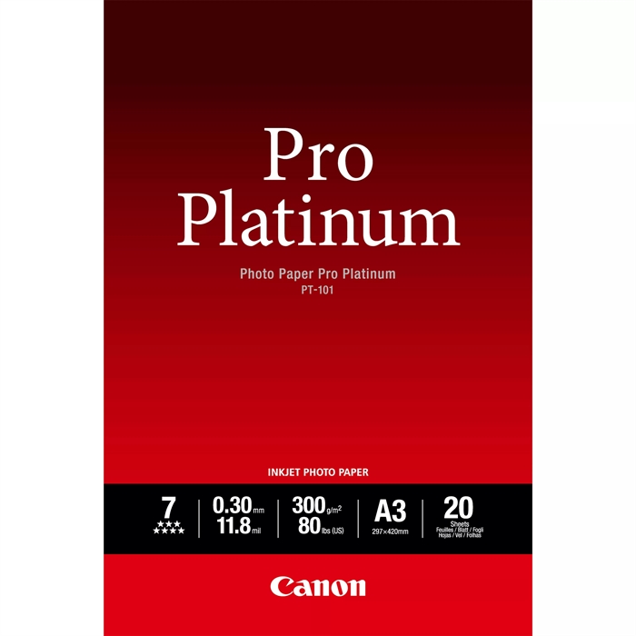 Canon Photo Paper Pro Platinum 300g/m² - A3, 20 coli