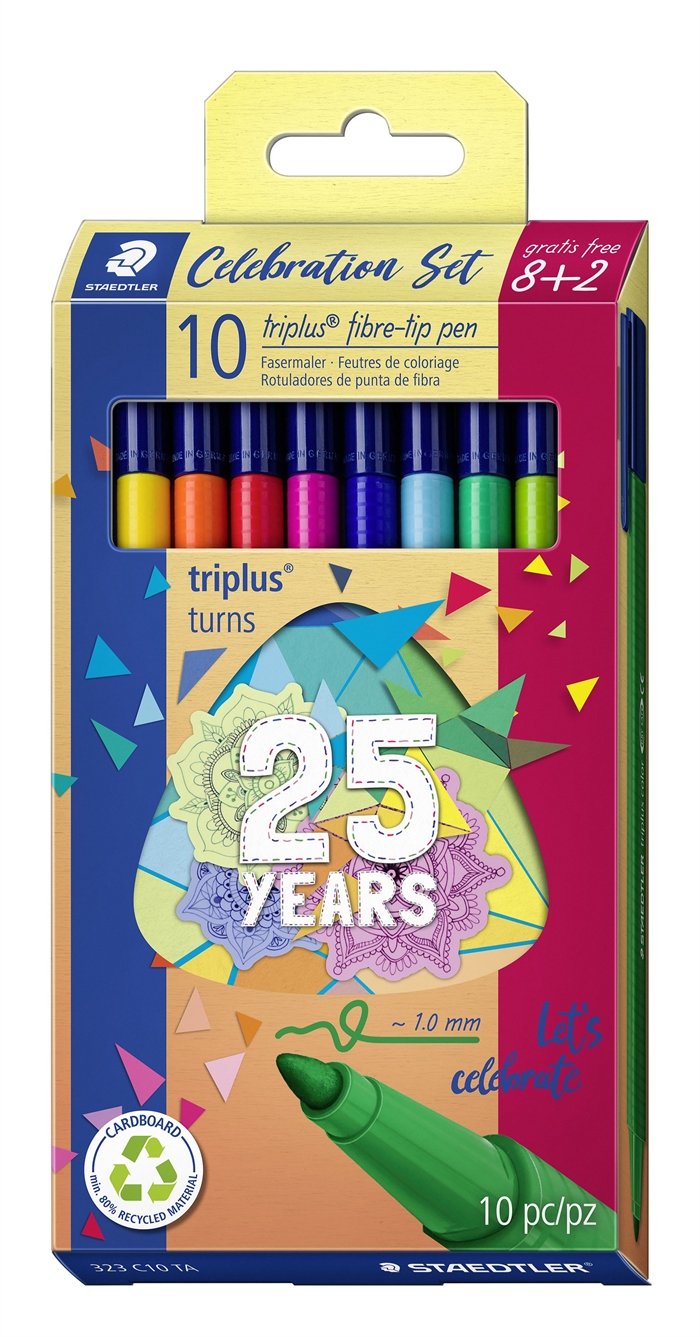 Staedtler Fiberpen Triplus Color 1,0 25 de ani ass (8+2)