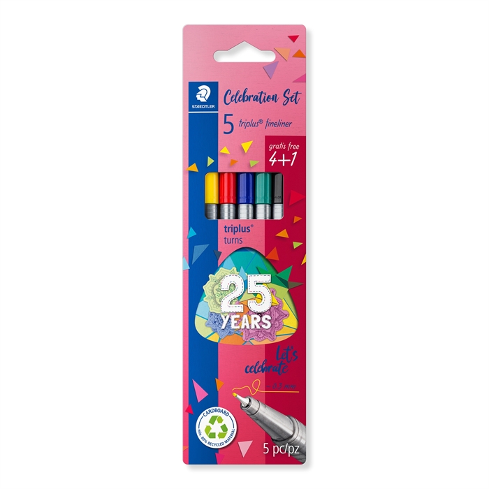 Staedtler Fineliner Triplus 0,3mm 25 de ani asst (4+1)