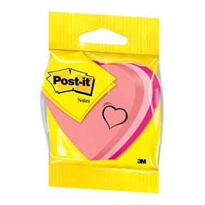 3M Post-it Notes 70 x 70 mm, \'\'inimă\'\' neon