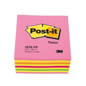 Notițe adezive 3M Post-it 76 x 76 mm, cub Lollipop roz