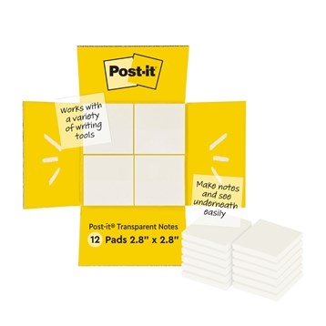 3M Post-it Notes transparente 73 x 73 mm - pachet de 12