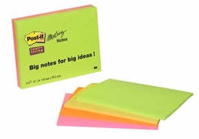 Notițe super adezive 3M Post-it 98,4 x 149 Meeting ass. neon - pachet de 4 bucăți