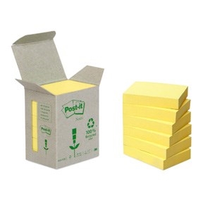 3M Post-it Notes 38 x 51 mm, reciclat galben - pachet de 6