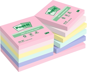 3M Post-it Recycled culori mixte 76 x 76 mm, 100 foi - 12 pachete