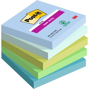 Notițe adezive 3M Post-it super aderente Oasis 76 x 76 mm, - 90 coli - pachet de 5