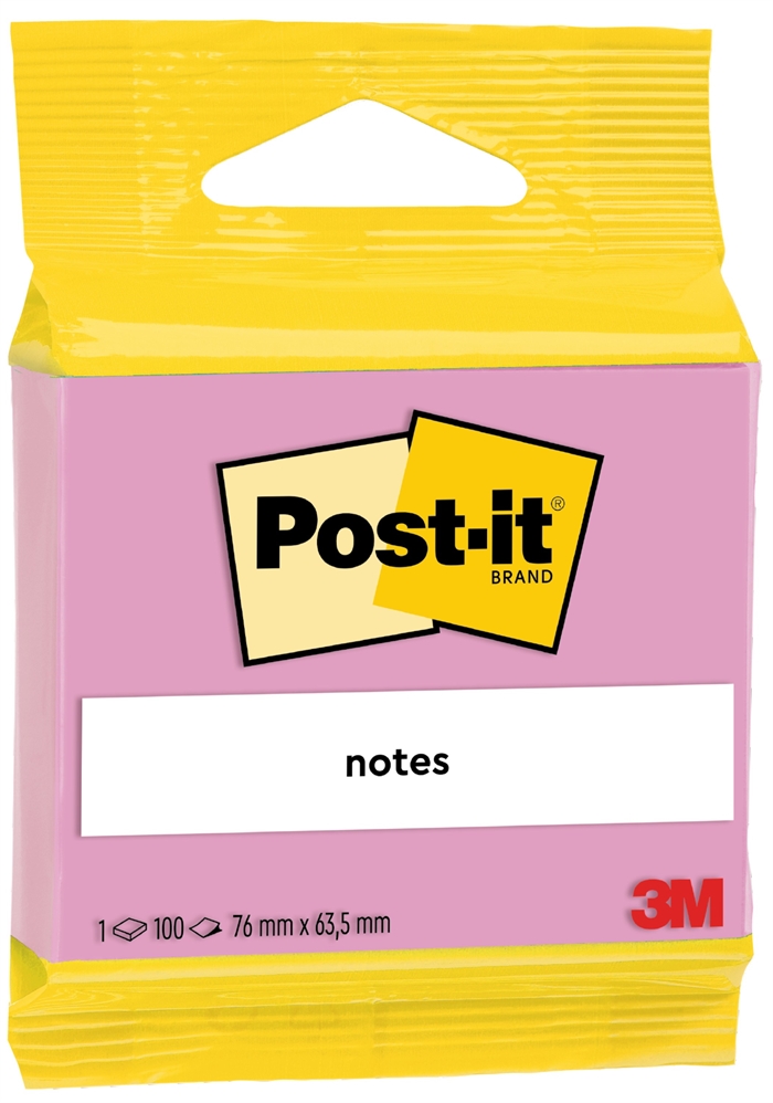 3M Post-it roz 63,5 x 76 mm, 100 foi