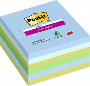 Notițe adezive 3M Post-it super lipicioase 101 x 101 liniuțe Oasis - pachet de 6