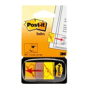 3M Post-it Indexfaner 25 x 43,2 mm, "semnează aici" galben