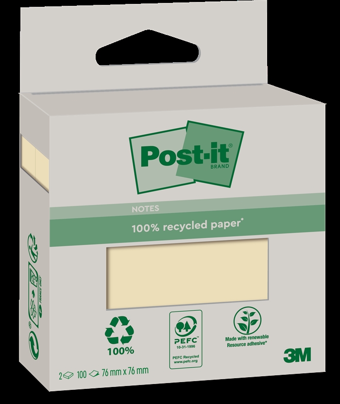 3M Post-it Canary Yellow 76 x 76 mm, Reciclabil