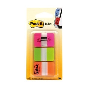 3M Post-it Indexfaner 25,4x38,1 Puternic as. neon - pachet de 3