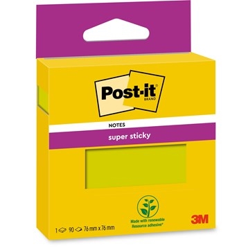 Notas adezive 3M Post-it super adezive verzi 76 x 76 mm, - 90 file