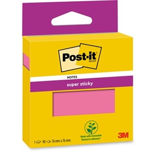 3M Post-it note-uri super adezive roz 76 x 76 mm, - 90 coli