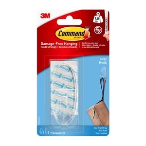 3M Command cârlig mare transparent 1,8 kg, 1 cârlig, 2 benzi