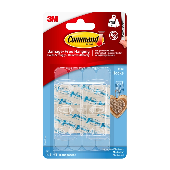 3M Command cârlige transparente mini cu benzi transparente 170