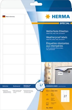 Etichetă HERMA extra rezistentă la intemperii 63,5 x 29,6 mm, 270 buc.