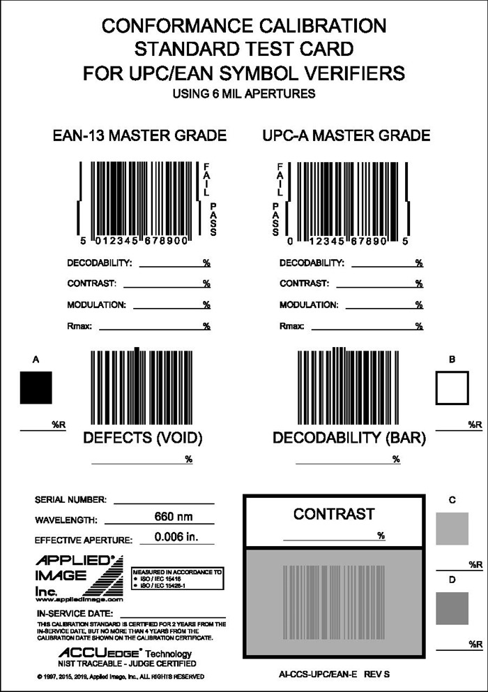 Card de calibrare EAN/UPC (AI)