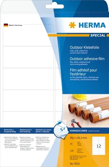 Etichete HERMA film extra rezistente 99,1 x 42,3 mm, 120 buc.