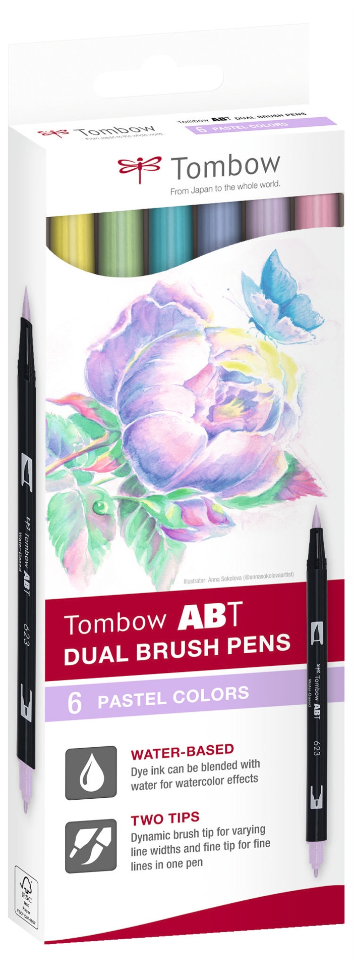 Tombow Marker ABT Dual Brush 6C-2 Cutie de culori pastel (6)