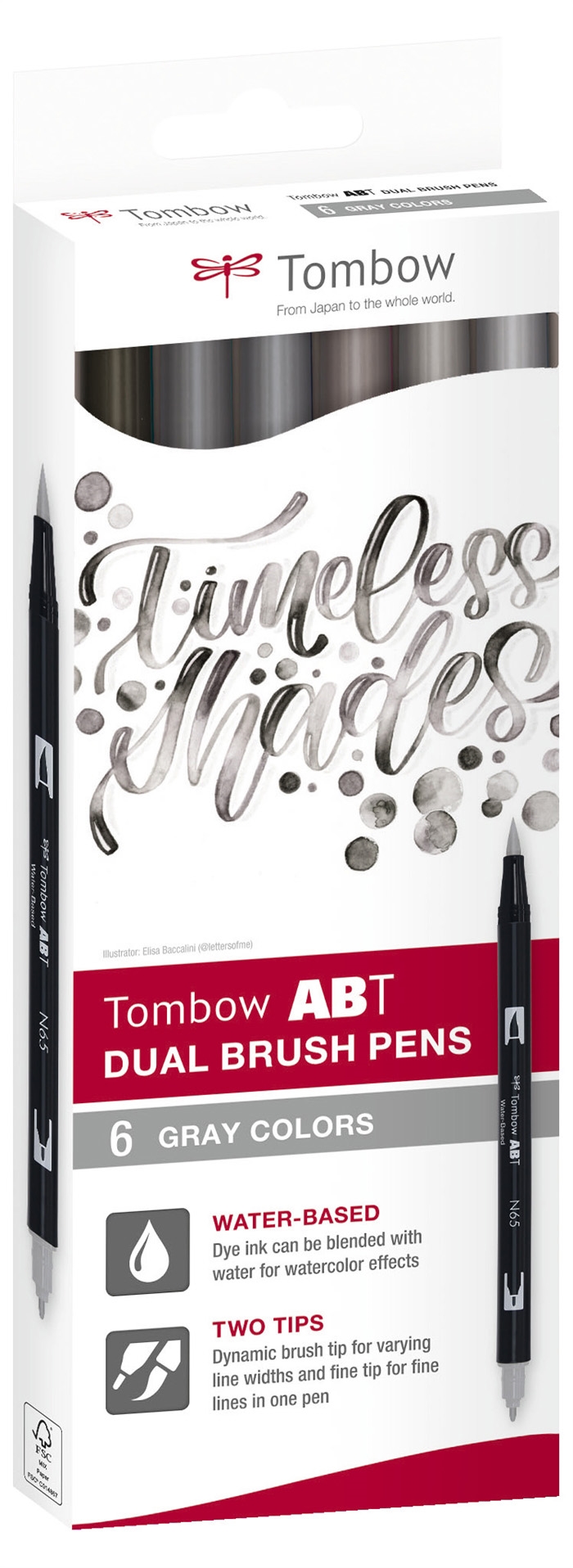 Tombow Marker ABT Dual Brush 6C-6 culori gri carton (6)