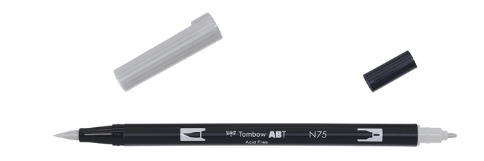 Tombow Marker ABT Dual Brush N75 gri rece 3