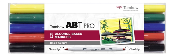 Marker Tombow alcool ABT PRO Dual Brush 5P-1 Basic (5)