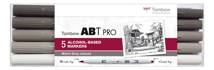 Marker Tombow cu alcool ABT PRO Dual Brush 5P-3 Gri cald (5)