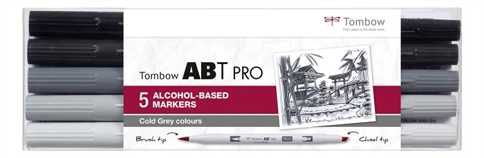 Marker Tombow alcool ABT PRO Dual Brush 5P-4 Gri rece (5)