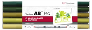 Marker Tombow pe bază de alcool ABT PRO Dual Brush 5P-5 Culori verzi (5)