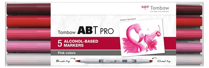 Tombow Marker cu alcool ABT PRO Dual Brush 5P-5 Culori roz (5)