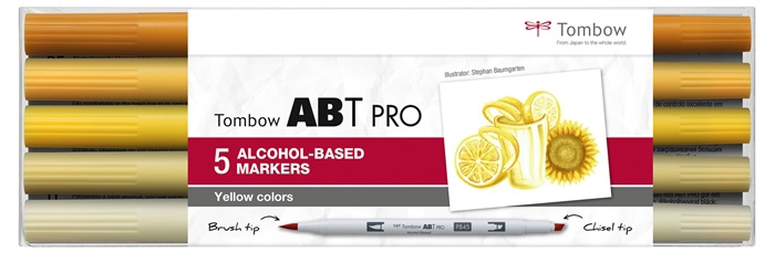 Marker Tombow alcool ABT PRO Dual Brush 5P-5 Culori galbene (5)