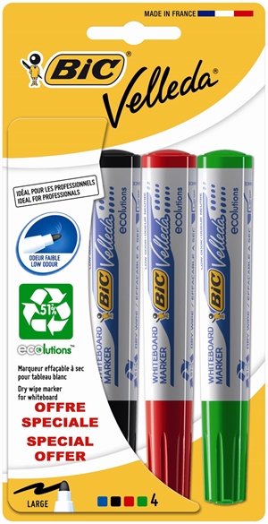 Bic Velleda marker pentru tablă albă 1701 (4 culori)