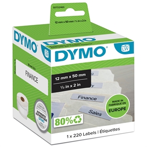 Dymo Etichete pentru dosare suspendate 12 x 50 mm albe, permanente, 220 buc.