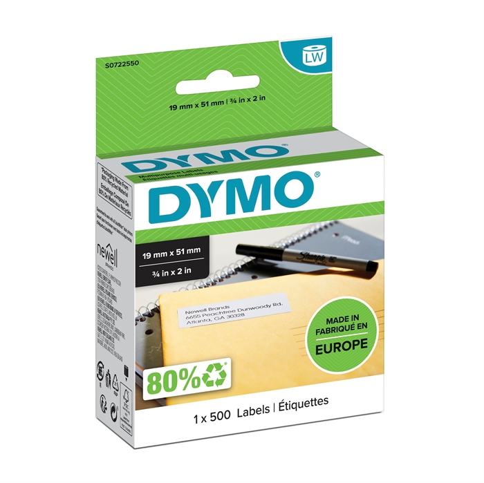 Dymo Etichetă Multi 19 x 51 mm albă detașabilă, 500 buc.