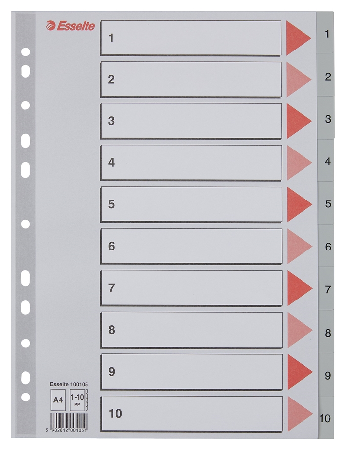 Esselte Registru PP A4 1-10 gri