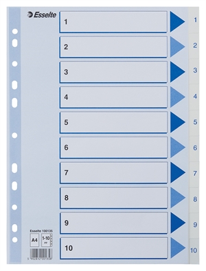 Esselte Registru PP A4 1-10 alb