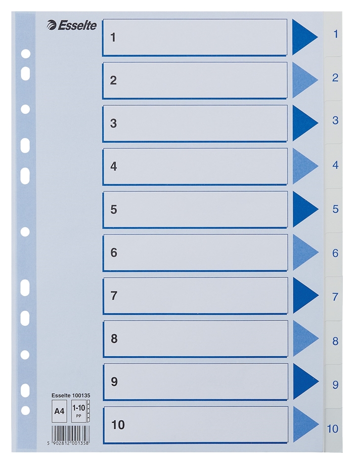 Esselte Registru PP A4 1-10 alb