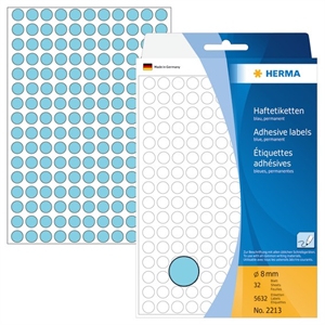 Etichete HERMA manuale ø8 mm albastre, 5632 buc.