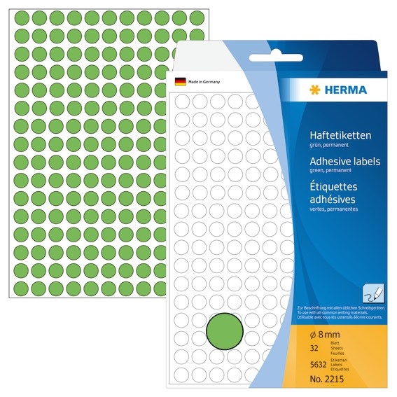 HERMA etichetă manuală ø8 mm verde, 5632 buc.