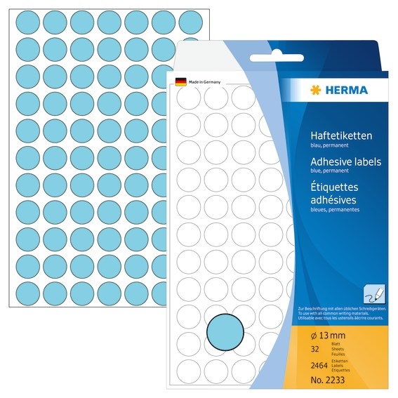 HERMA etichete manuale ø13 mm albastru, 2464 buc.