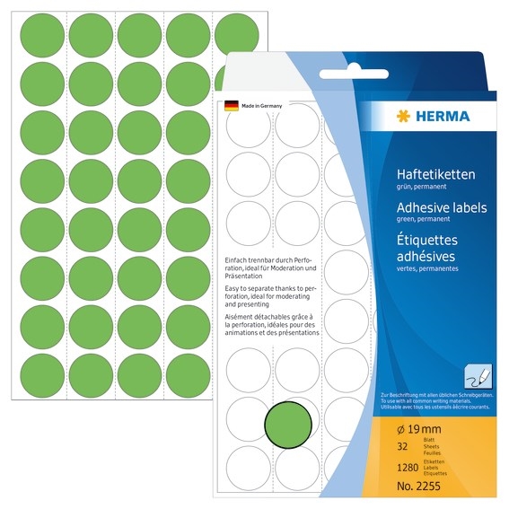 HERMA etichetă manuală ø19 mm verde, 1280 buc.