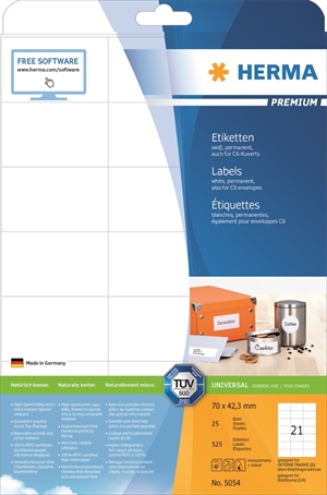 HERMA eticheta Premium 70 x 42,3 mm, 525 buc.