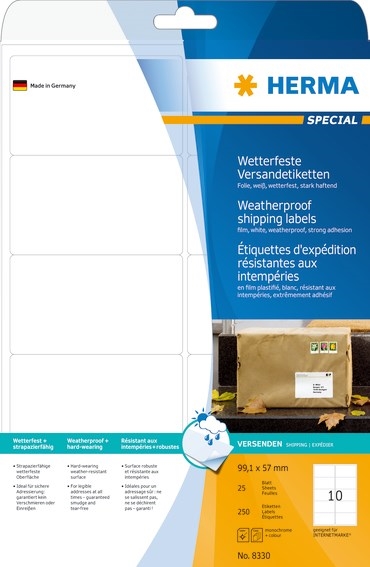 Etichete de expediere/transport HERMA - extra rezistente 99,1 x 57 mm, 250 buc.